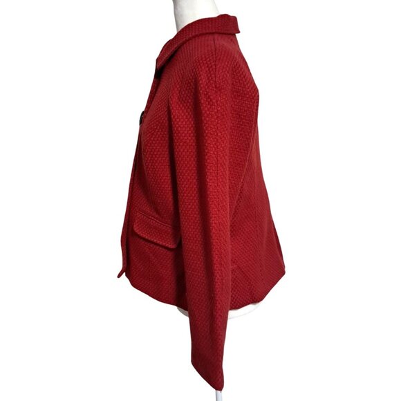 Vintage Classic Red Briggs New York Wool Blend Textured Blazer Jacket Size 10 - Picture 5 of 10
